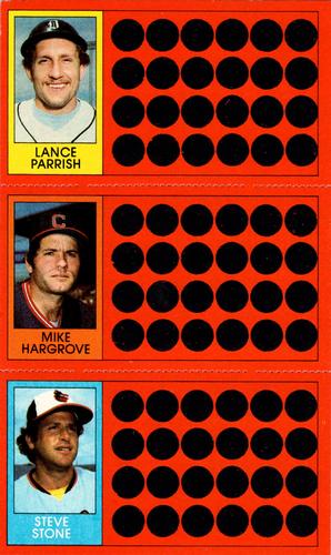 1981 Topps Scratch-Offs - Panels #14 / 32 / 49 Lance Parrish / Mike Hargrove / Steve Stone Front