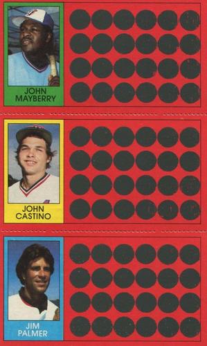 1981 Topps Scratch-Offs - Panels #15 / 33 / 50 John Mayberry / John Castino / Jim Palmer Front
