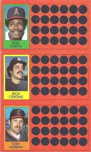 1981 Topps Scratch-Offs - Panels #18 / 28 / 46 Rod Carew / Rick Cerone / Toby Harrah Front