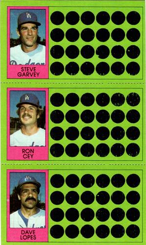 1981 Topps Scratch-Offs - Panels #56 / 73 / 92 Steve Garvey / Ron Cey / Dave Lopes Front