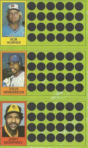 1981 Topps Scratch-Offs - Panels #61 / 79 / 97 Bob Horner / Steve Henderson / Jerry Mumphrey Front