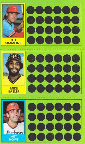 1981 Topps Scratch-Offs - Panels #63 / 81 / 99 Ted Simmons / Mike Easler / Art Howe Front