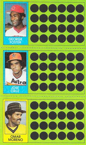 1981 Topps Scratch-Offs - Panels #65 / 83 / 100 George Foster / Jose Cruz / Omar Moreno Front