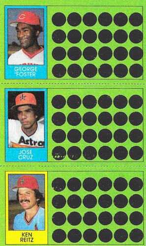 1981 Topps Scratch-Offs - Panels #65 / 83 / 101 George Foster / Jose Cruz / Ken Reitz Front