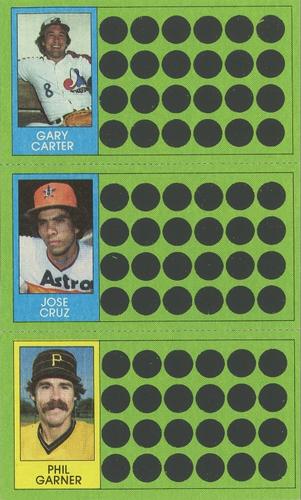 1981 Topps Scratch-Offs - Panels #66 / 83 / 102 Gary Carter / Jose Cruz / Phil Garner Front