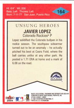 2004 Fleer Platinum #164 Javier Lopez Back