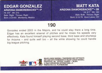 2004 Fleer Platinum #190 Edgar Gonzalez / Matt Kata Back