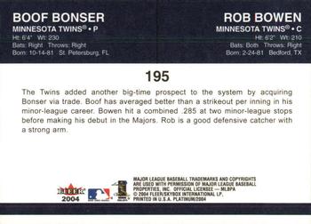 2004 Fleer Platinum #195 Boof Bonser / Rob Bowen Back