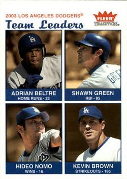 2004 Fleer Tradition #25 Adrian Beltre / Shawn Green / Hideo Nomo / Kevin Brown Front