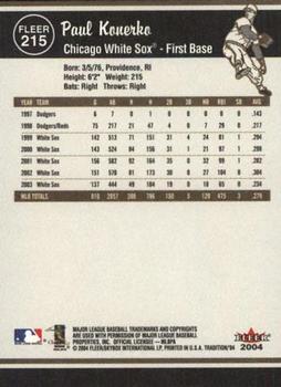 2004 Fleer Tradition #215 Paul Konerko Back