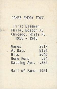 1975 TCMA All-Time Greats #NNO Jimmy Foxx Back