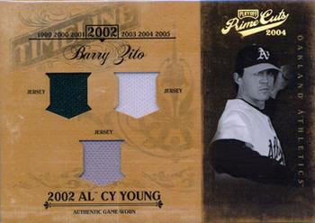 2004 Playoff Prime Cuts II - Timeline Material Trio #TL-5 Barry Zito Front