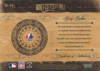 2004 Playoff Prime Cuts II - Timeline Signature Material Prime #TL-34 Gary Carter Back