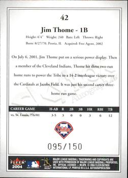 2004 SkyBox Autographics - Insignia #42 Jim Thome Back