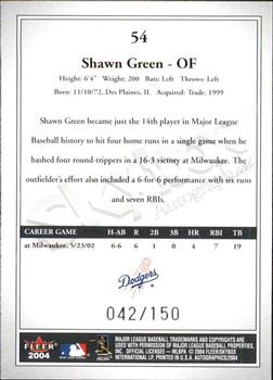 2004 SkyBox Autographics - Insignia #54 Shawn Green Back