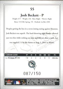 2004 SkyBox Autographics - Insignia #55 Josh Beckett Back