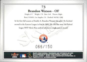2004 SkyBox Autographics - Insignia #73 Brandon Watson Back