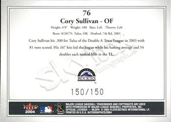 2004 SkyBox Autographics - Insignia #76 Cory Sullivan Back