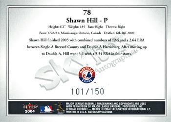 2004 SkyBox Autographics - Insignia #78 Shawn Hill Back