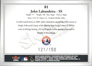 2004 SkyBox Autographics - Insignia #81 Josh Labandeira Back