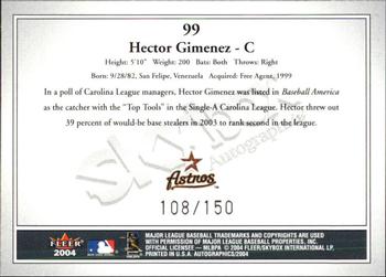 2004 SkyBox Autographics - Insignia #99 Hector Gimenez Back