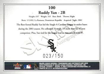 2004 SkyBox Autographics - Insignia #100 Ruddy Yan Back