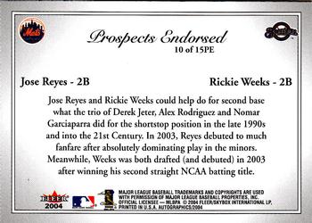 2004 SkyBox Autographics - Prospects Endorsed #10PE Jose Reyes / Rickie Weeks Back
