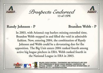 2004 SkyBox Autographics - Prospects Endorsed #13PE Randy Johnson / Brandon Webb Back