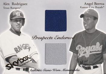 2004 SkyBox Autographics - Prospects Endorsed Dual Jersey #PEJ-ARAB Alex Rodriguez / Angel Berroa Front
