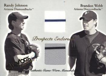 2004 SkyBox Autographics - Prospects Endorsed Dual Jersey #PEJ-RJBW Randy Johnson / Brandon Webb Front