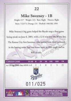 2004 SkyBox Autographics - Royal Insignia #22 Mike Sweeney Back