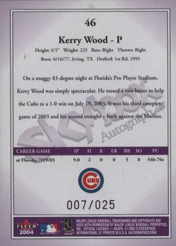 2004 SkyBox Autographics - Royal Insignia #46 Kerry Wood Back