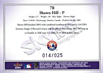 2004 SkyBox Autographics - Royal Insignia #78 Shawn Hill Back