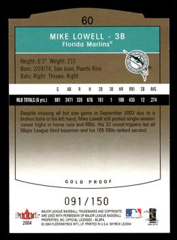 2004 SkyBox LE - Gold Proof #60 Mike Lowell Back