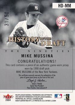 2004 SkyBox LE - History Draft 90's Jersey Silver #HD-MM Mike Mussina Back