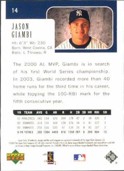 2004 SP Authentic #14 Jason Giambi Back