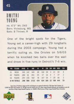 2004 SP Authentic #45 Dmitri Young Back