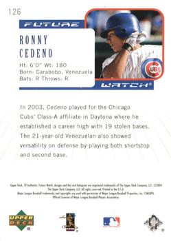 2004 SP Authentic #126 Ronny Cedeno Back