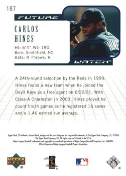 2004 SP Authentic #187 Carlos Hines Back