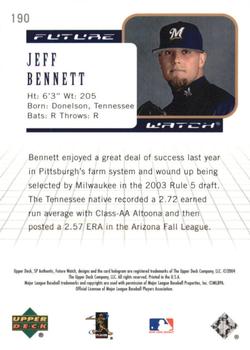 2004 SP Authentic #190 Jeff Bennett Back