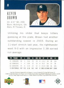 2004 SP Authentic #8 Kevin Brown Back