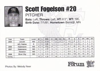 2009 Fargo-Moorhead RedHawks #NNO Scott Fogelson Back
