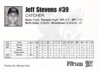 2009 Fargo-Moorhead RedHawks #NNO Jeff Stevens Back