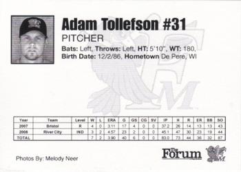 2009 Fargo-Moorhead RedHawks #NNO Adam Tollefson Back