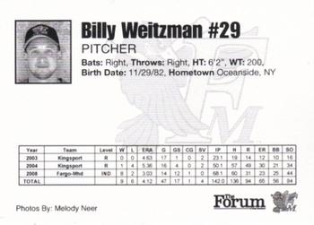 2009 Fargo-Moorhead RedHawks #NNO Billy Weitzman Back