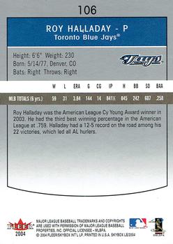 2004 SkyBox LE - Retail #106 Roy Halladay Back