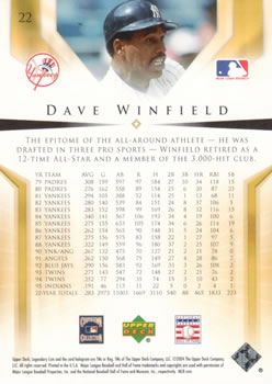 2004 SP Legendary Cuts #22 Dave Winfield Back
