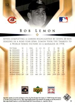 2004 SP Legendary Cuts #12 Bob Lemon Back
