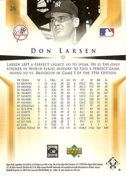 2004 SP Legendary Cuts #26 Don Larsen Back