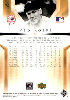 2004 SP Legendary Cuts #92 Red Rolfe Back